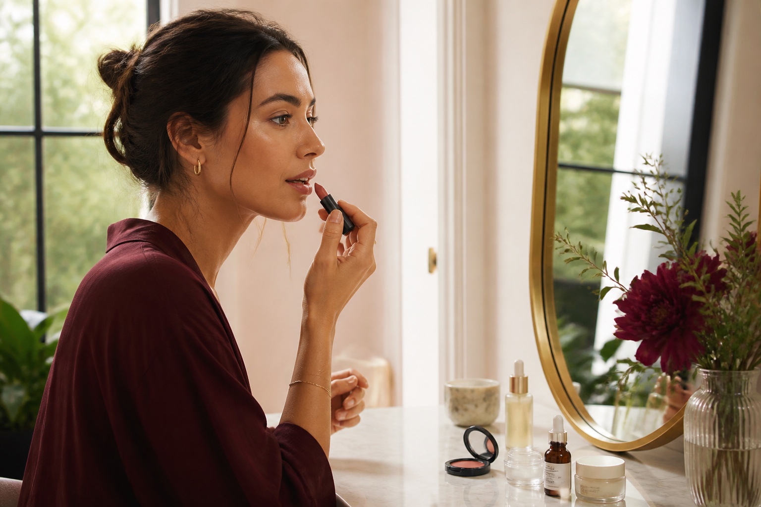 A refined skincare and beauty tool arrangement