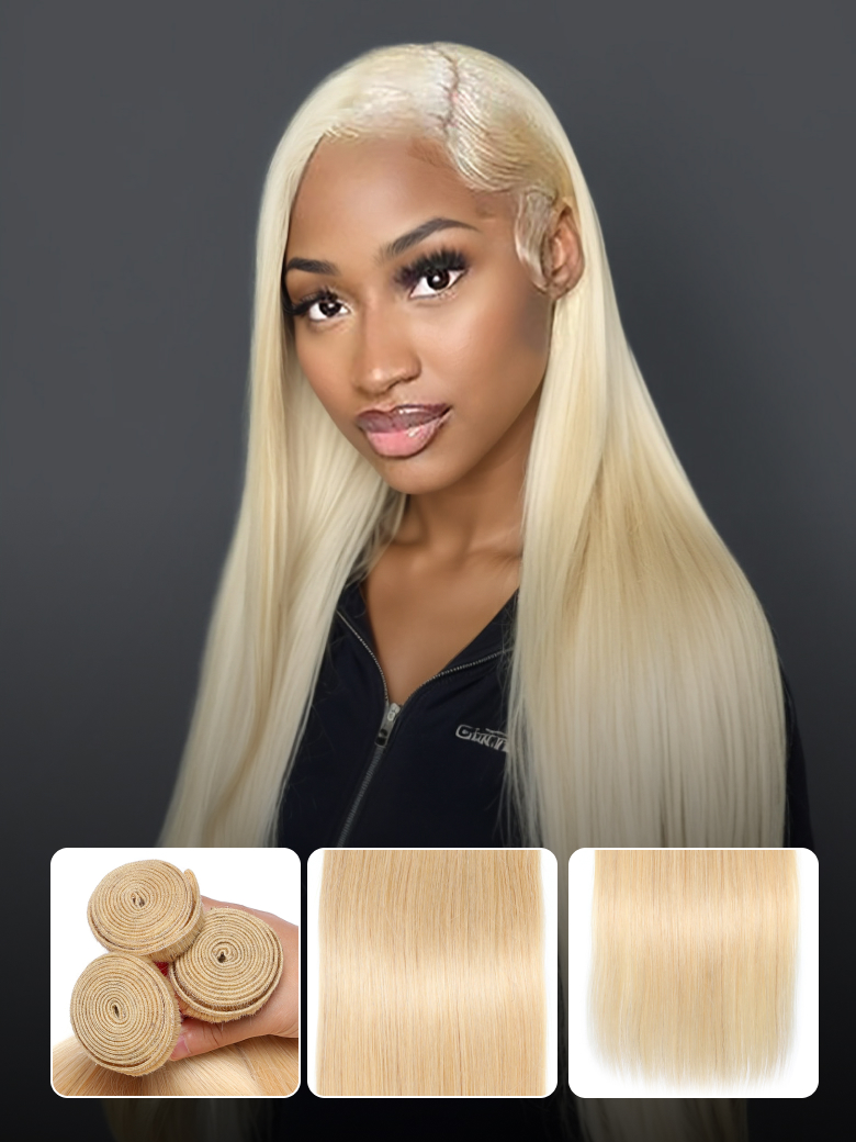 Nadula Hair 613 Blonde Virgin Human Hair Extension Bundles 3PCS Straight Hair