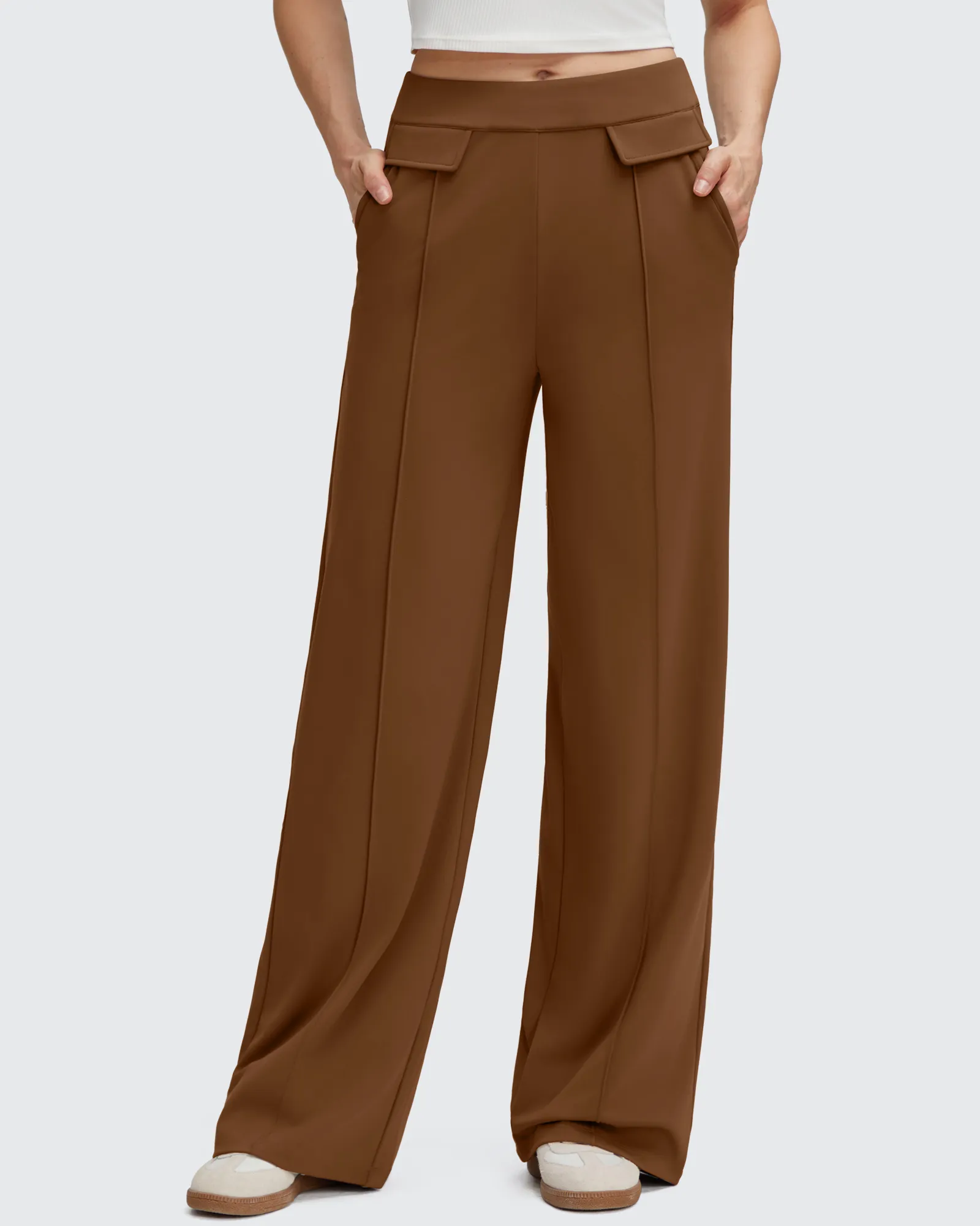 EverGoing Flap Pockets Wide Leg Dressy Pants
