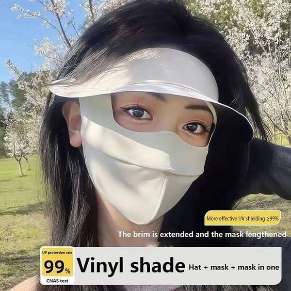 1PCS Polyester Ice Silk Portable Sunshade Breathable Sunscreen Mask Outdoor With Brim Sun Protection Hats W260608