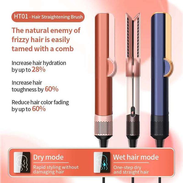 Multifunctional New Dryer Ht01, Dual-Use for Blow-Drying and Straightening, Two-In-One Negative Ion Smooth Styling Hair Straightener 26Y0629