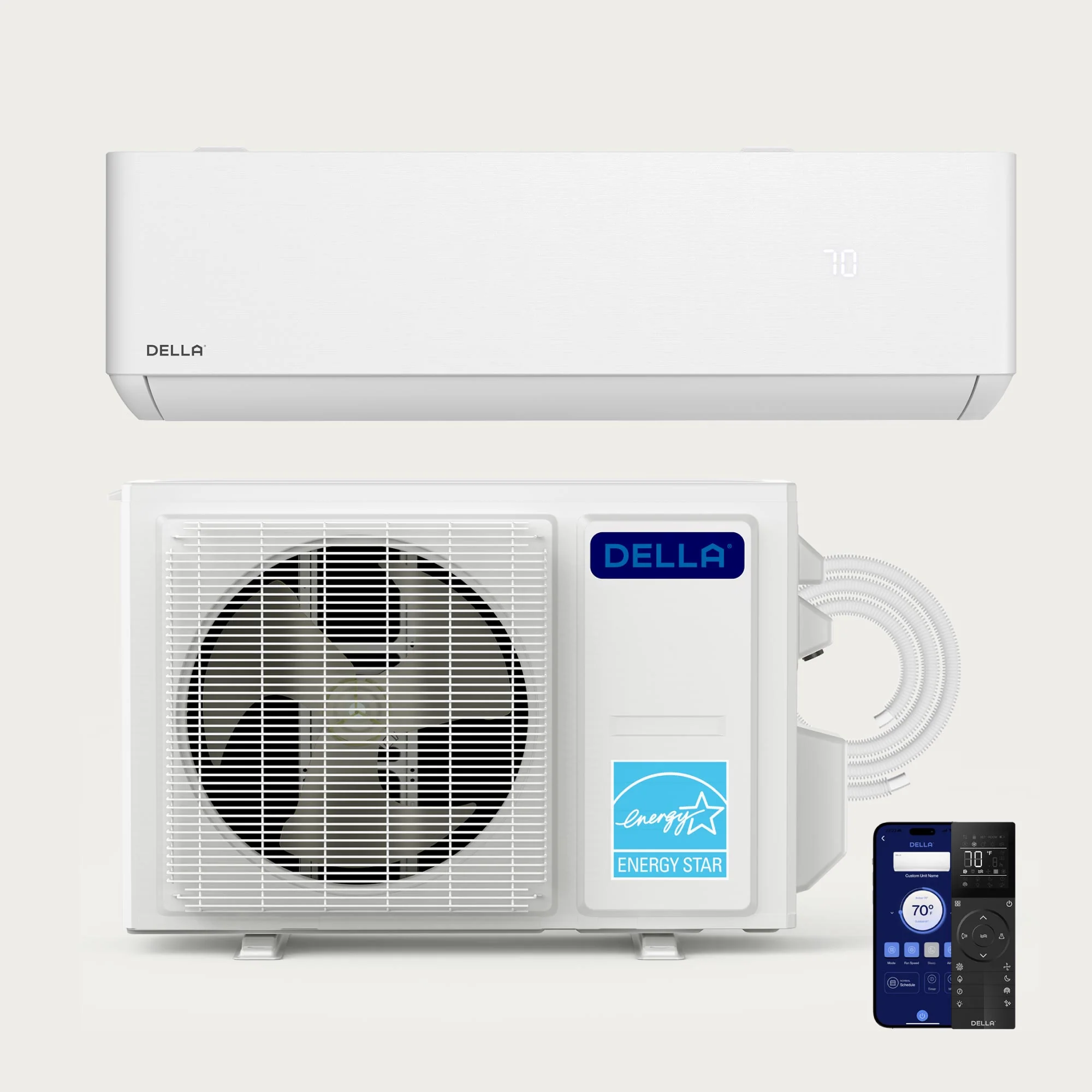 DELLA Optima Series 12000 BTU 23 SEER2 Ultra Heat Mini Split AC (R-454B) - Up to 550 Sq.Ft.