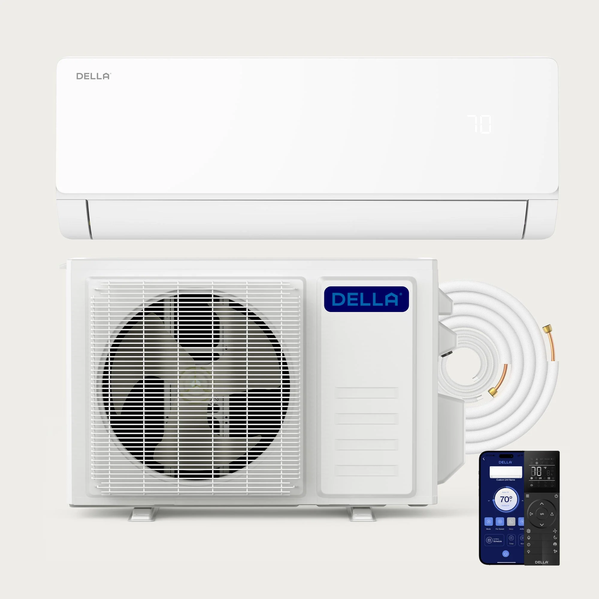 DELLA Vita Series 12000 BTU 20 SEER2 Mini Split Heat Pump AC - Up to 550 Sq.Ft.