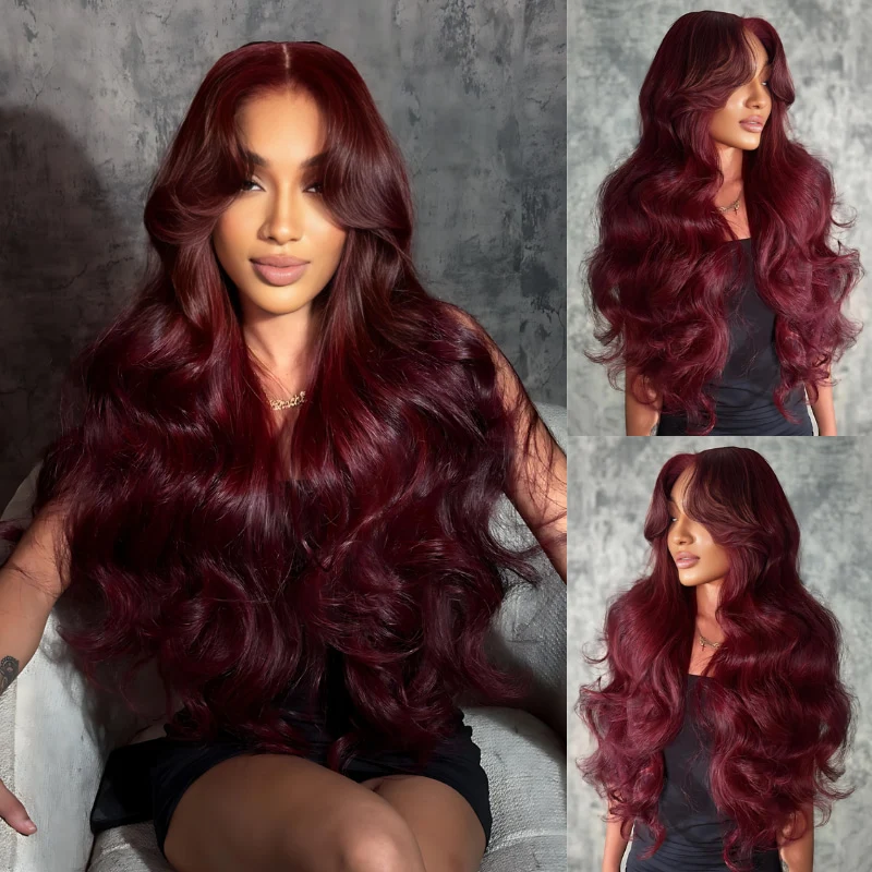 Extra 50% Off | Glueless 7x5 / 13x4 Lace Frontal Wig Dark 99J Burgundy Red Colored Human Hair Wigs Flash Sale