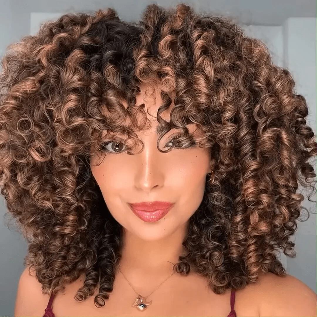 Highlight Fluffy Bouncy Curly Bob Wigs Short Curly 13x4 Lace Front Wig Gluleless Wig Pre Plucked 250% Density Flash Sale