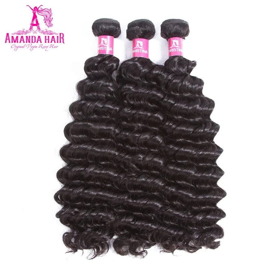 Human Hair Bundles Deep Wave Hair Bundles 28 30 Inch Remy Hair Bundles Weave 3/4 Bundles Human Hair Extensions - Amanda Hair - 24 24 24 24