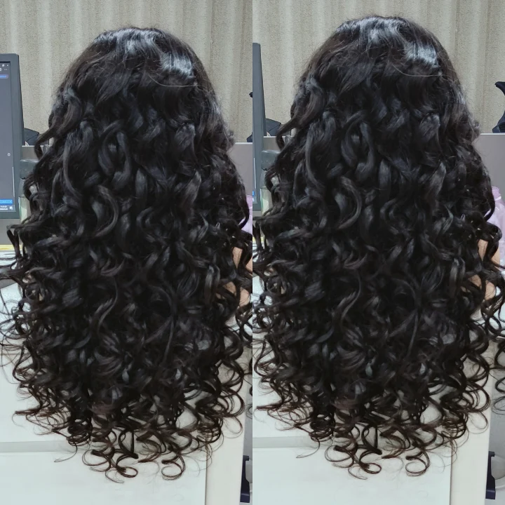 300% Density Glueless Bomb Curly Wave 13x4 Lace Front Wig HD Transparent Lace Super Double Drawn Bouncy Wavy Lace Wigs- Amanda Hair