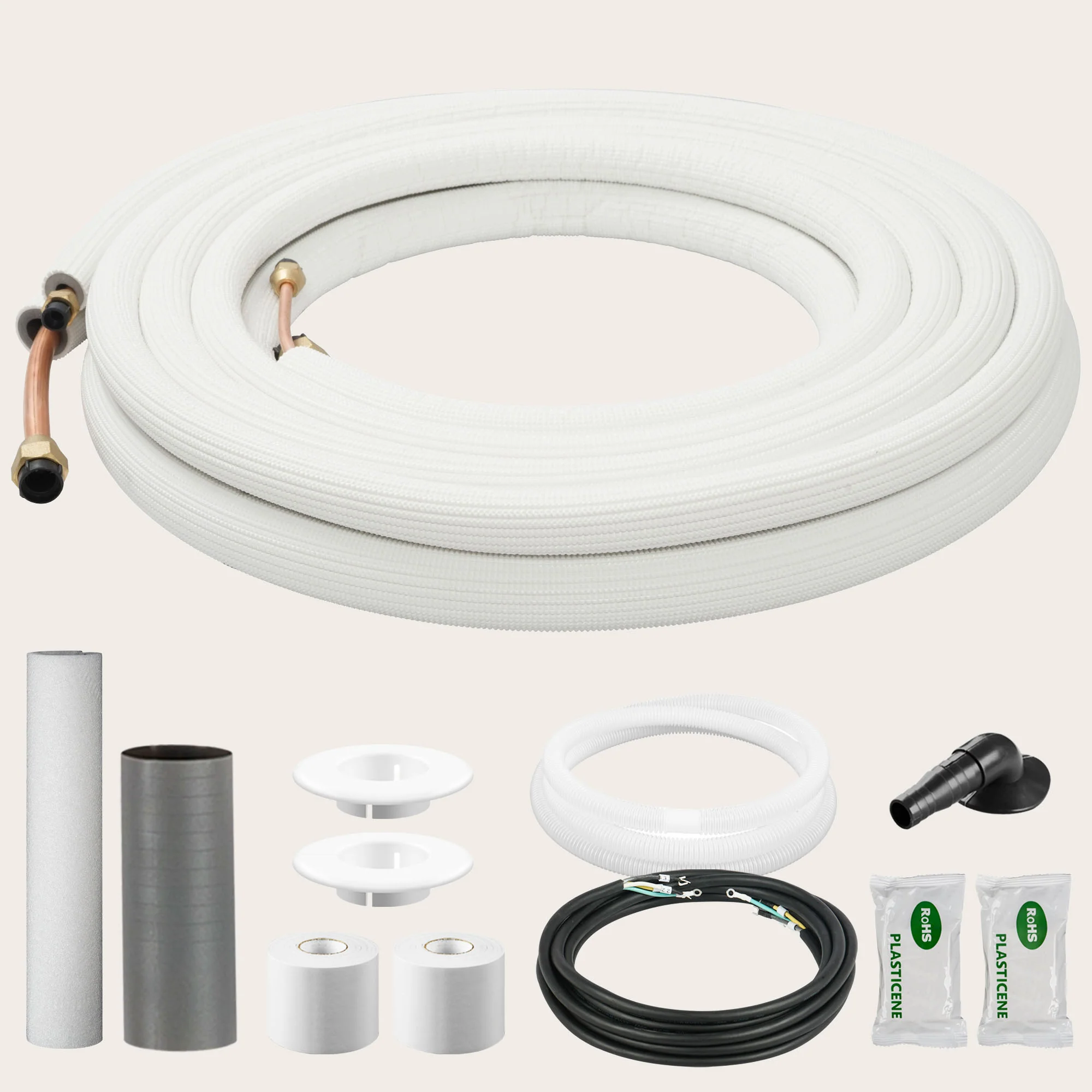 DELLA 24000 BTU Concealed Ducted Mini Split AC Line Set with Installation Kit - 50FT Line Set