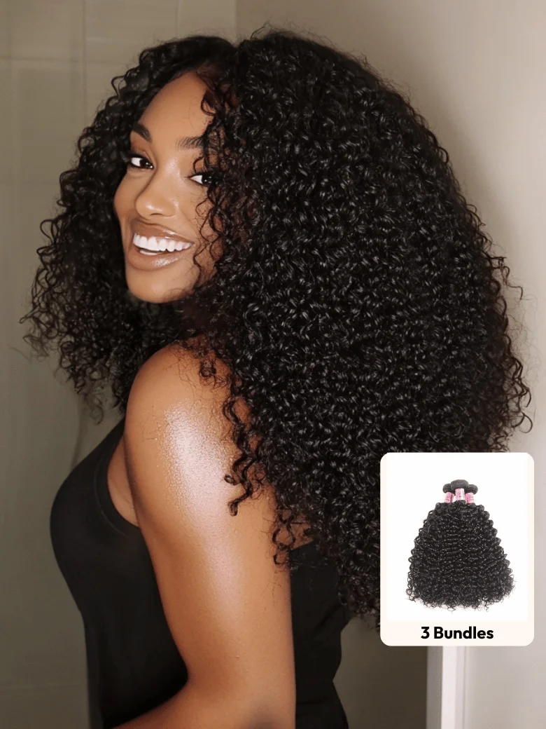 Klaiyi Hair 3 Bundles 100% Virgin Human Hair Curly Wave Hair Weft Deals Jerry Curly , 8 8 8