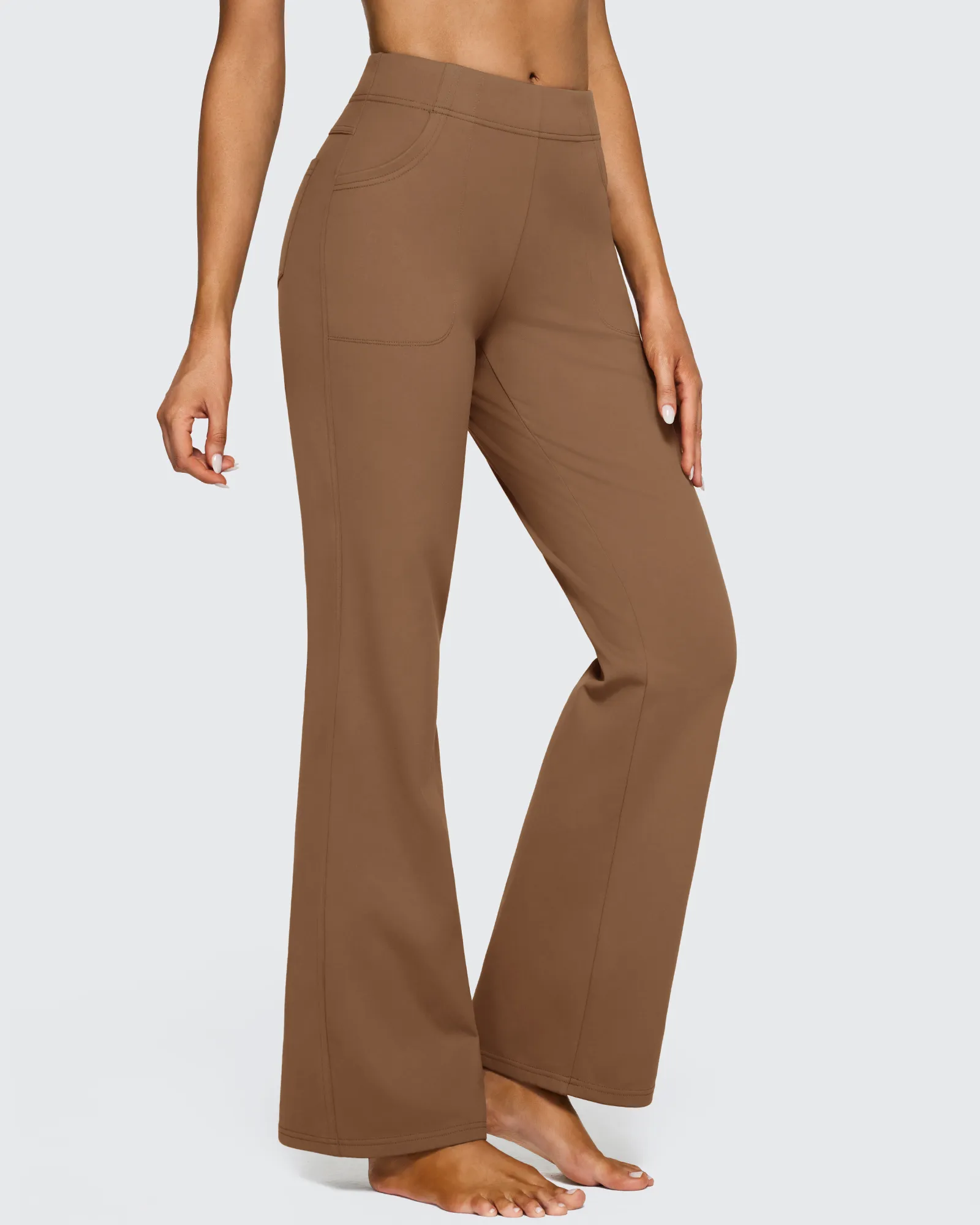 Fleece Lined High-Waist Flare Work Pants