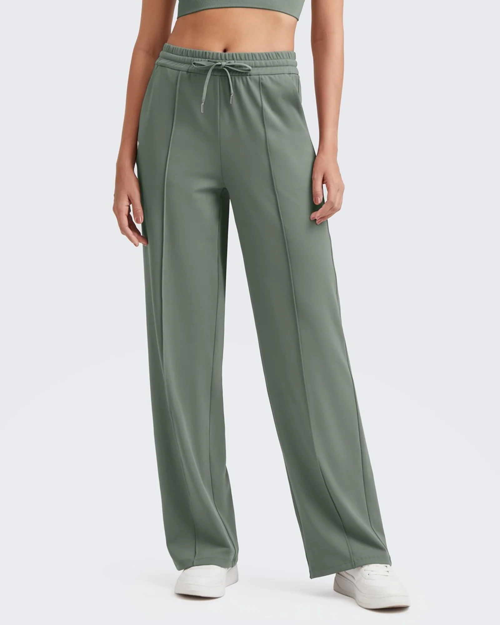 Loose Front Pleats Drawstring Casual Pants