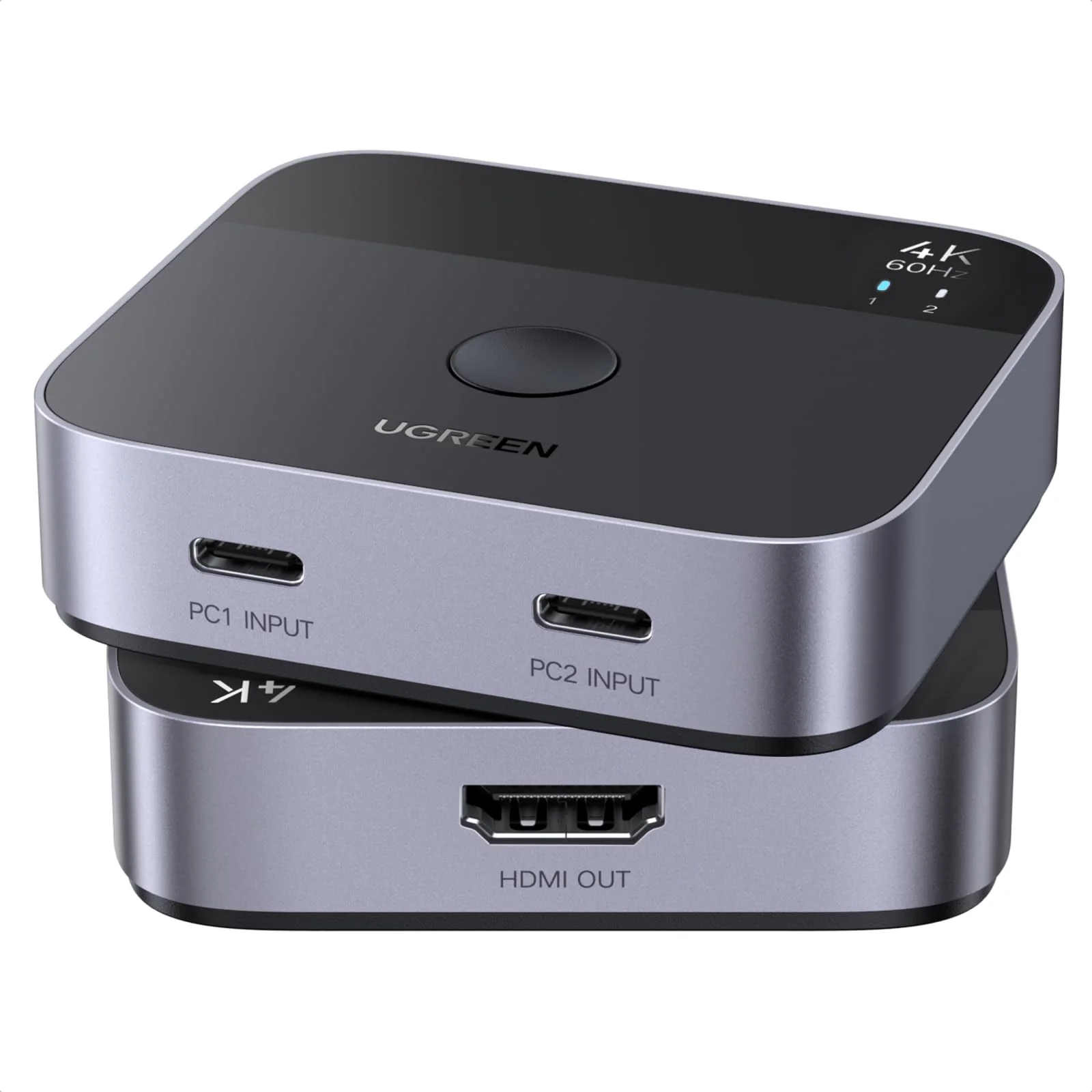 UGREEN 2 USB C in 1 HDMI Out Switch 4K@60Hz, Aluminum USB C Switcher 2 Computers Supports HDR HDCP2.2 Compatible with Laptops, Tablets, Smar