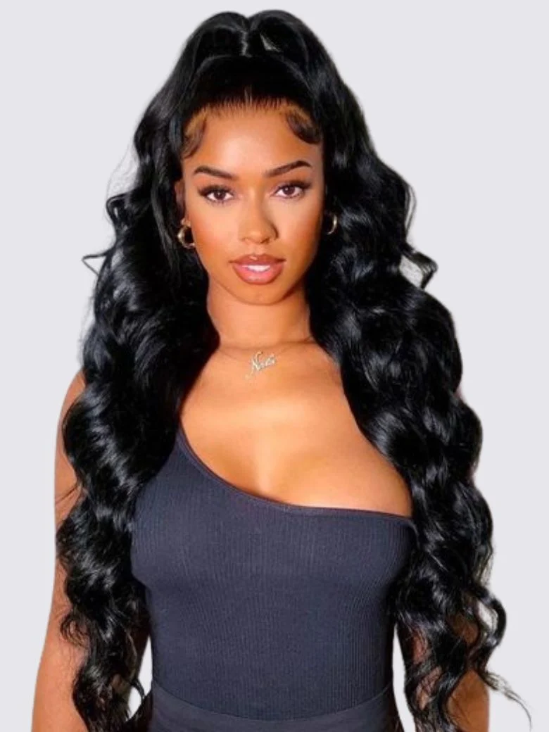 Klaiyi 5x5 HD Lace Closure Body Wave Transparent Lace Closure Invisible Knots Virgin Human Hair Closure, 14