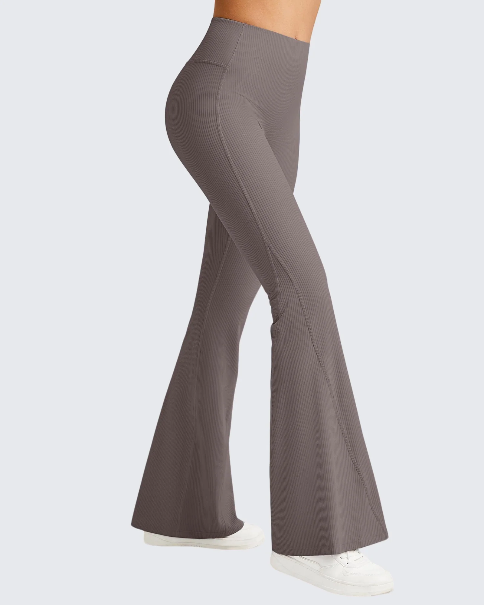 Ribbed Tummy Control Flare Yoga Pants