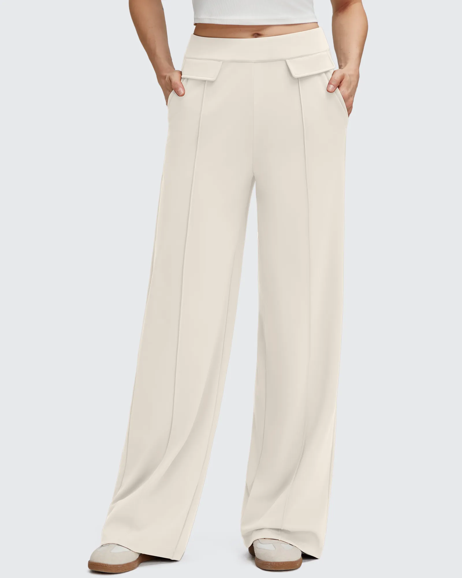 EverGoing Flap Pockets Wide Leg Dressy Pants