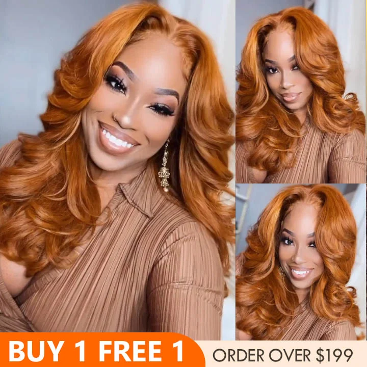 Ginger Brown Loose Wave 13*4 Lace Wigs Lace Front Wigs Human Hair Undetectable Transparent Lace Color Wigs