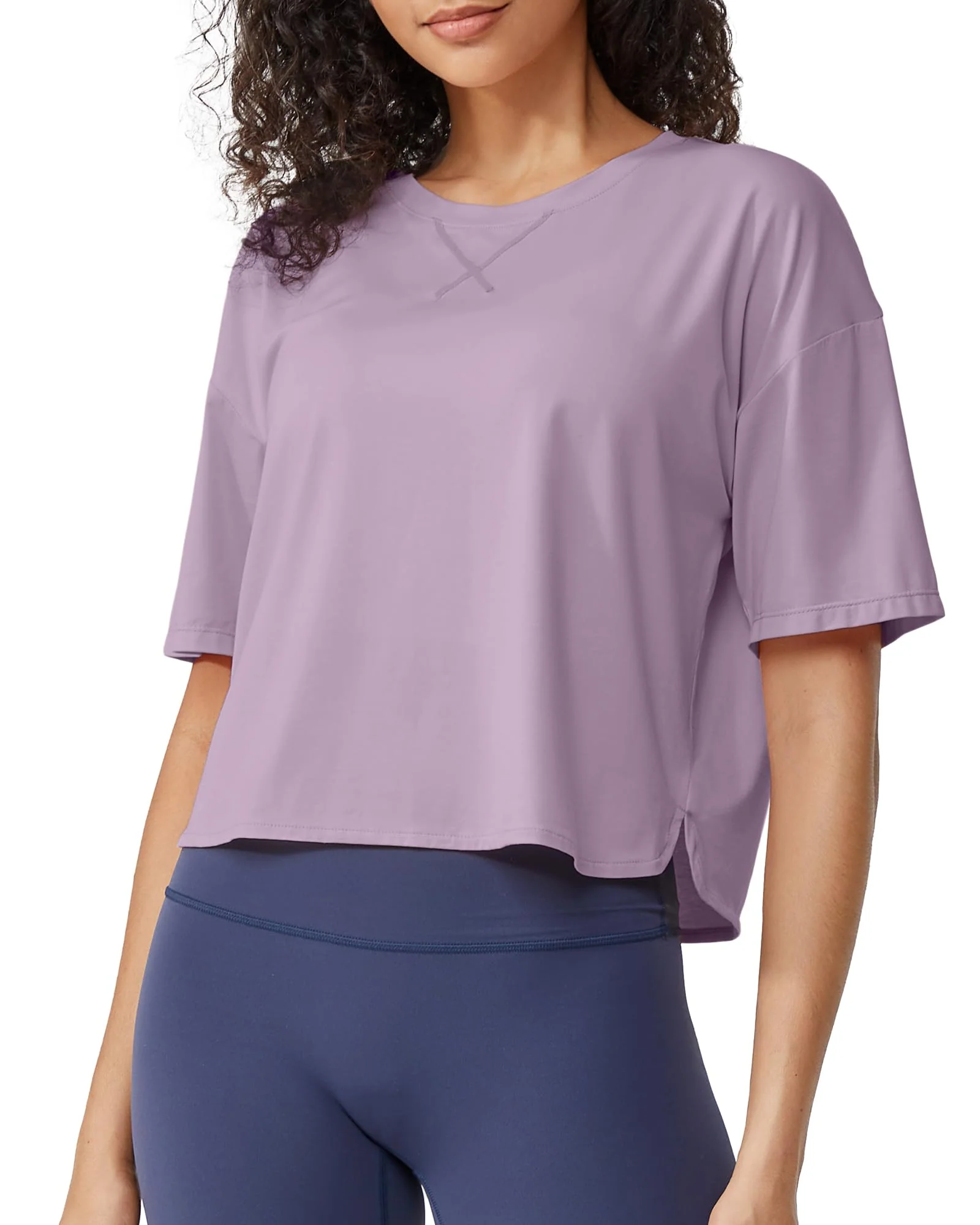 Scoop Neck Short Sleeve Workout Crop Tops