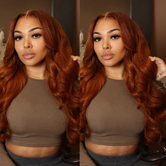 Buy 1 Get 1 Free Dark Root Ginger Colored Body Wave 13x4 Lace Front /4*4 Lace Closure Wigs With Baby Hair