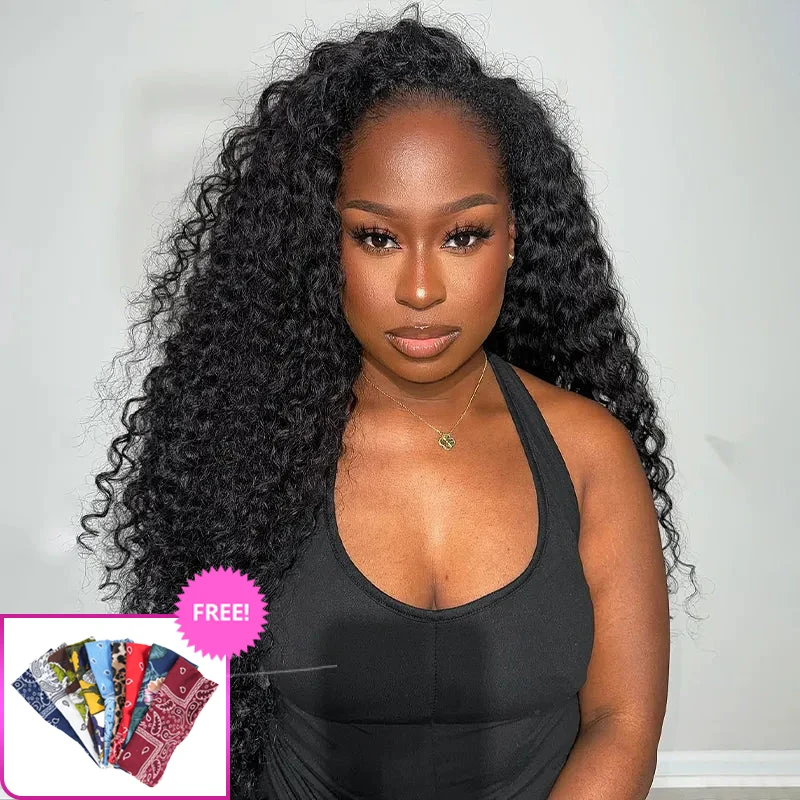 3 In 1 Half Wig | Water Wave Put On & Go Invisible Drawstring Glueless Flip Over Wig Flash Sale