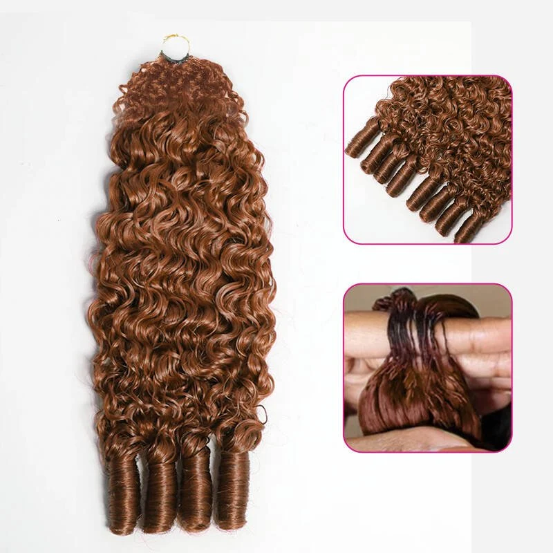 Geeta Burmese Curly Brown/Honey Blonde/Light Auburn Crochet Human Hair Wigs
