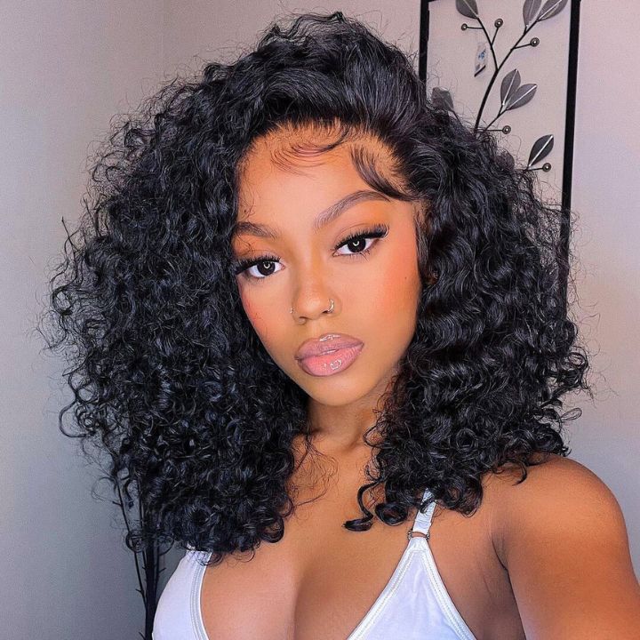 Glueless Short Afro Curly Bob Wig 4x4 / 13x4 Brazilian Curly Hair Flash Sale Amanda Hair