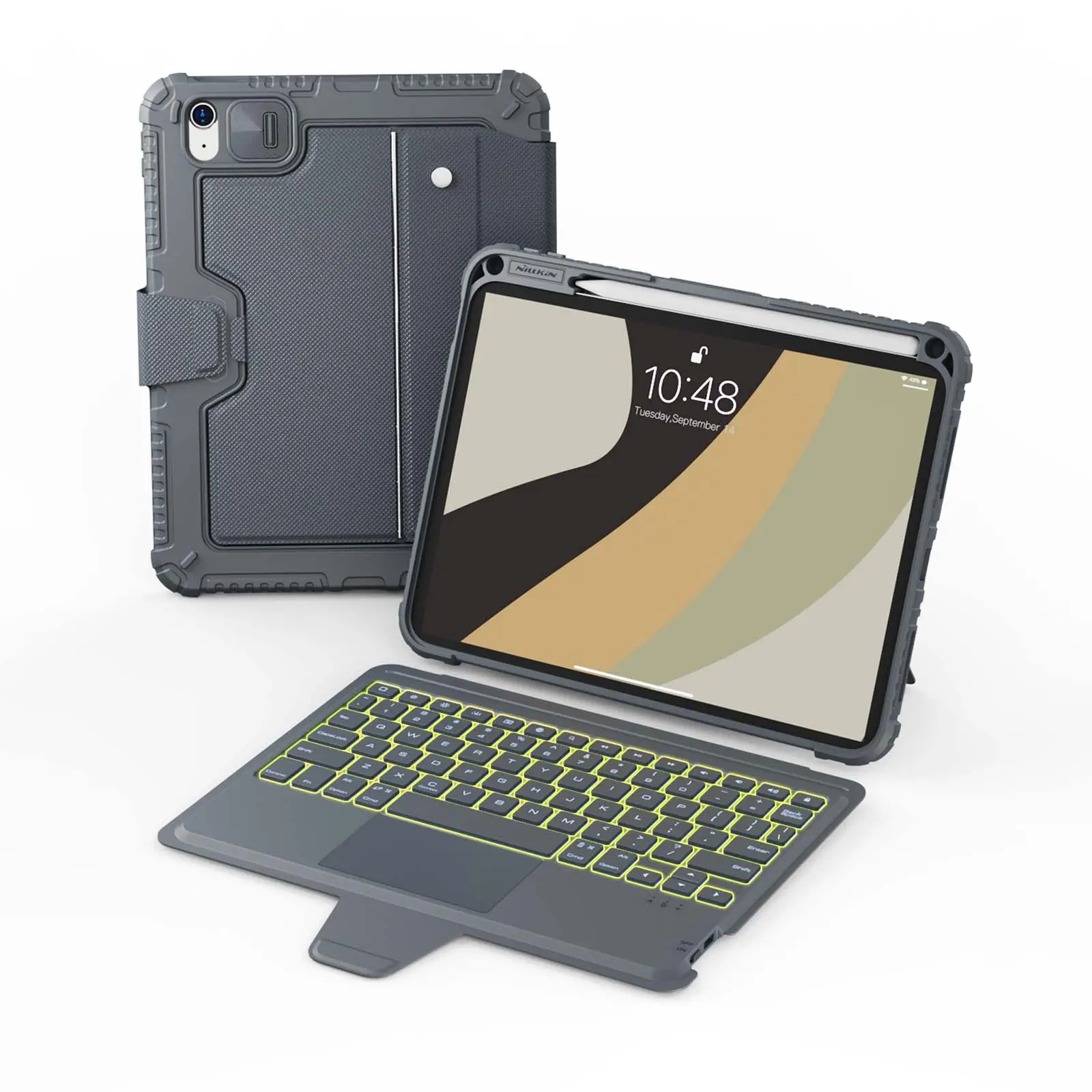 Bumper Combo Backlit Keyboard Case (Grey) for iPad Series - New Backlit 10.9 inch iPad 10th Gen