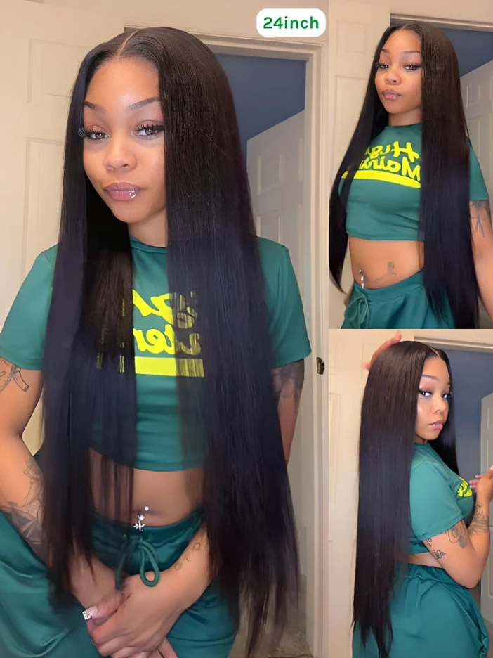 20''=$129 | Klaiyi Light Yaki Straight Put On & Go 7x5 & 13x4 Pre-Everything Glueless Human Hair Wig, 13x4 Lace Layered-180% / 14 / Pre-ever